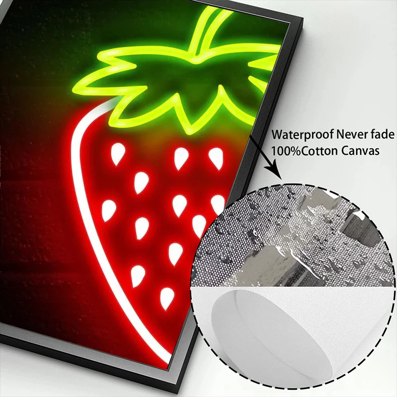 علامات النيون الرائعة رمز المال الفواكه فلامنغو قماش الملصقات يطبع صور الرسم على لوحات القماش الجدارية لمتجر ديكور المنزل #6
