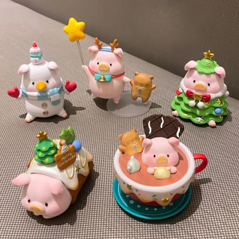 Lulu The Piggy Christmasland Series Blind Box Kawaii Cartoon Piggy Figures Verrassingscadeau Model Pop Bureau Ornament Collectie Speelgoed