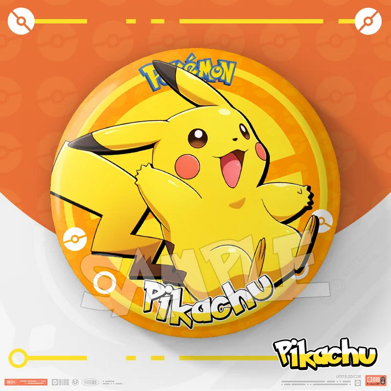 Miniso pikachu emblema anime dos desenhos animados moda charmander eevee mewtwo 75mm duplo flash emblema roupas emblema fãs coleção presente