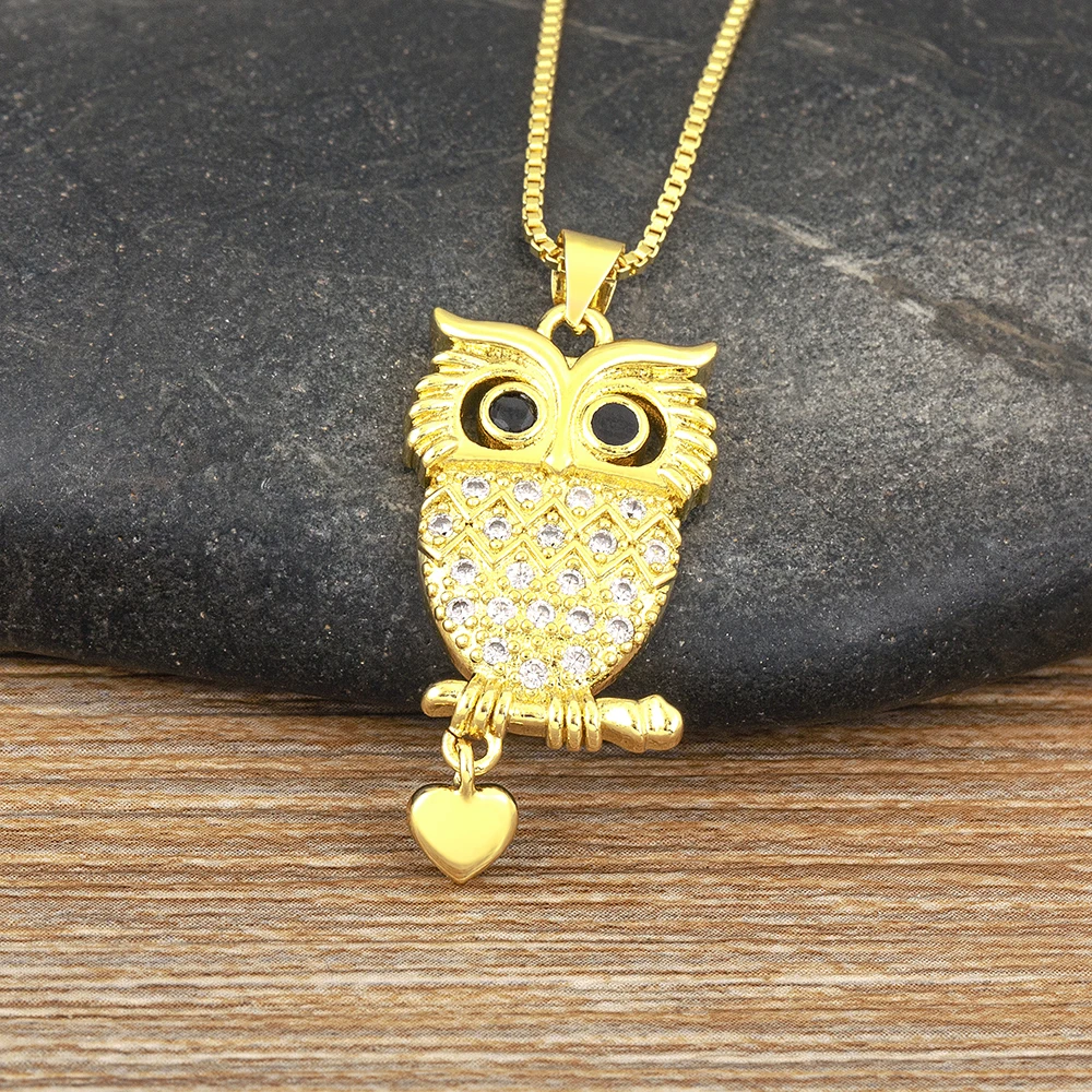 

Nidin New Fashion 6 Styles Creative Zircon Owl Heart Pendant Necklace Exquisite Cute Men and Women Chain Jewelry Party Gift