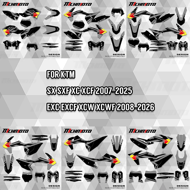 

MCHMFG For KTM SX SXF 2007-2025 EXC XCW 2008-2026 Custom Team Motorcycle Graphics Background Decals Sticker Kits