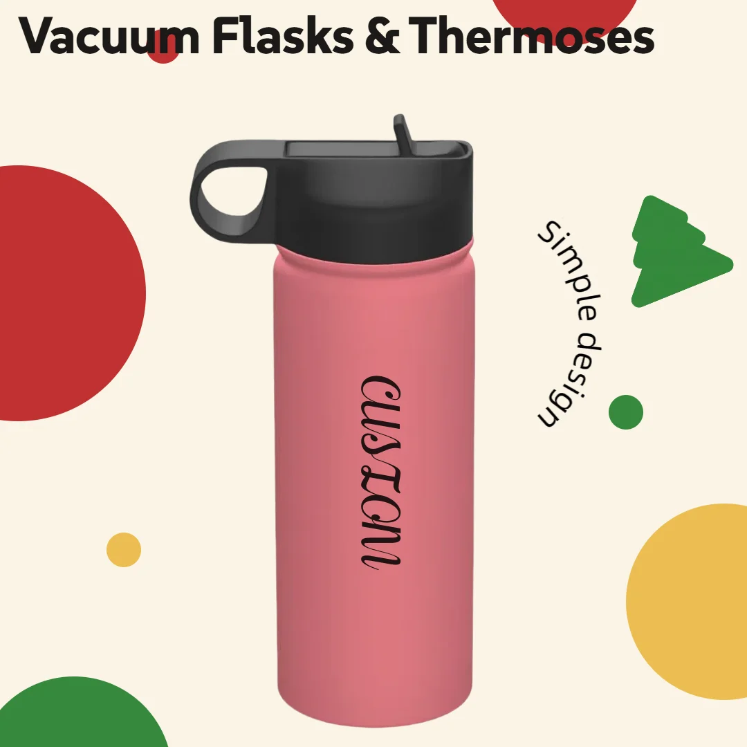 Custom Letter Name Vacuum Flasks & Thermoses 18OZ Straw Cup Custom Water Bottle Sports Insulated Kettle Stainless Shaker Bottles