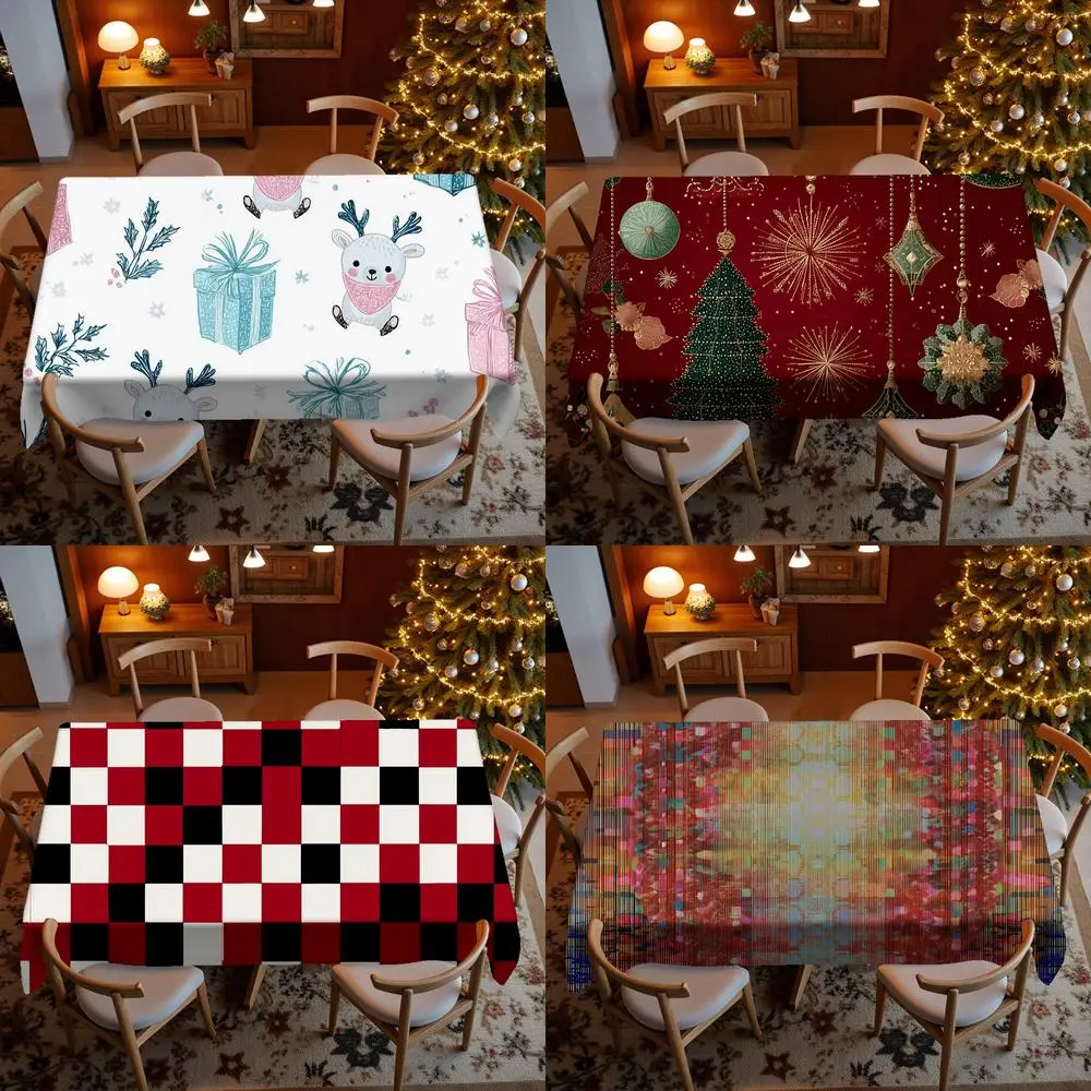 Christmas Cross-stitch Tablecloth Restaurant Kitchen Tablecloth Living Room Home Decoration Rectangular Party Decoration