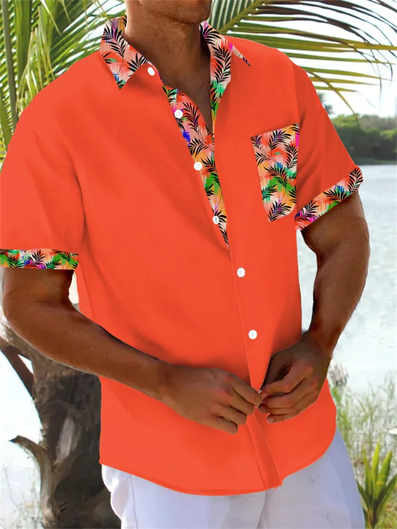 Button up shirt for men, Hawaiian shirt, strawberry short sleeved button up shirt, summer beach shirt, men's shirt, hot selling