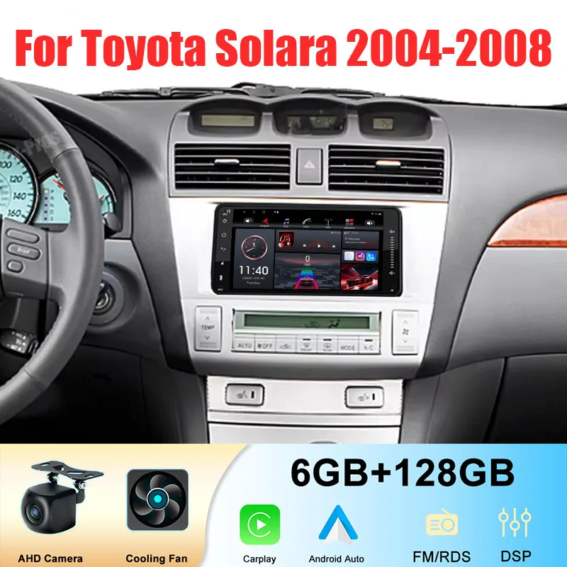 

7'' Car Radio Stereo For Toyota Solara 2004-2008 Wireless Carplay Apple Android Head Unit Auto Reversing Image GPS Navi 4-64GB