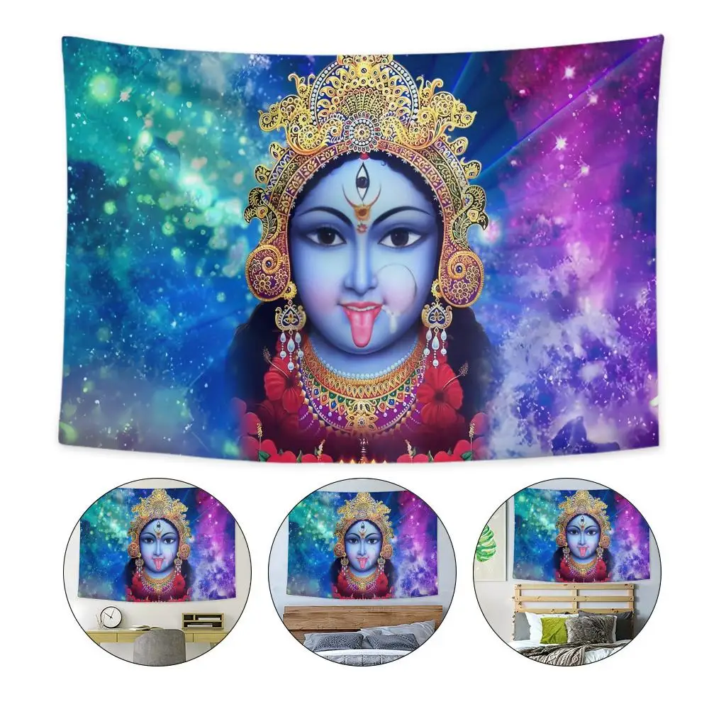 

Smiler Maa Kali Tapestry Custom Home Living Room Bedroom Wall Decor Wallpaper Backdrop Cloth With Clips