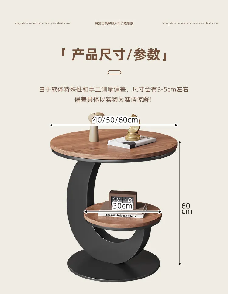 New Round Rock Slab Sofa Side Table, Corner Table, Living Room Sofa Side Table, Microcrystalline Stone Small Coffee Table