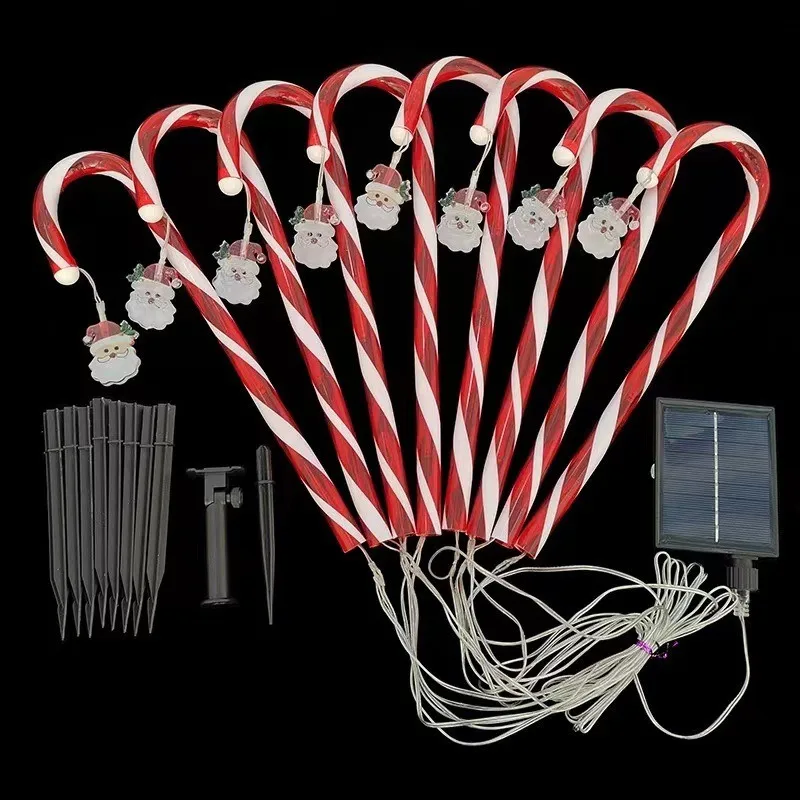 One Drag Five Solar Power LED Candy Cane Lights decorazioni per feste di natale lampada solare da giardino per esterni per decorazioni da giardino di strada di casa