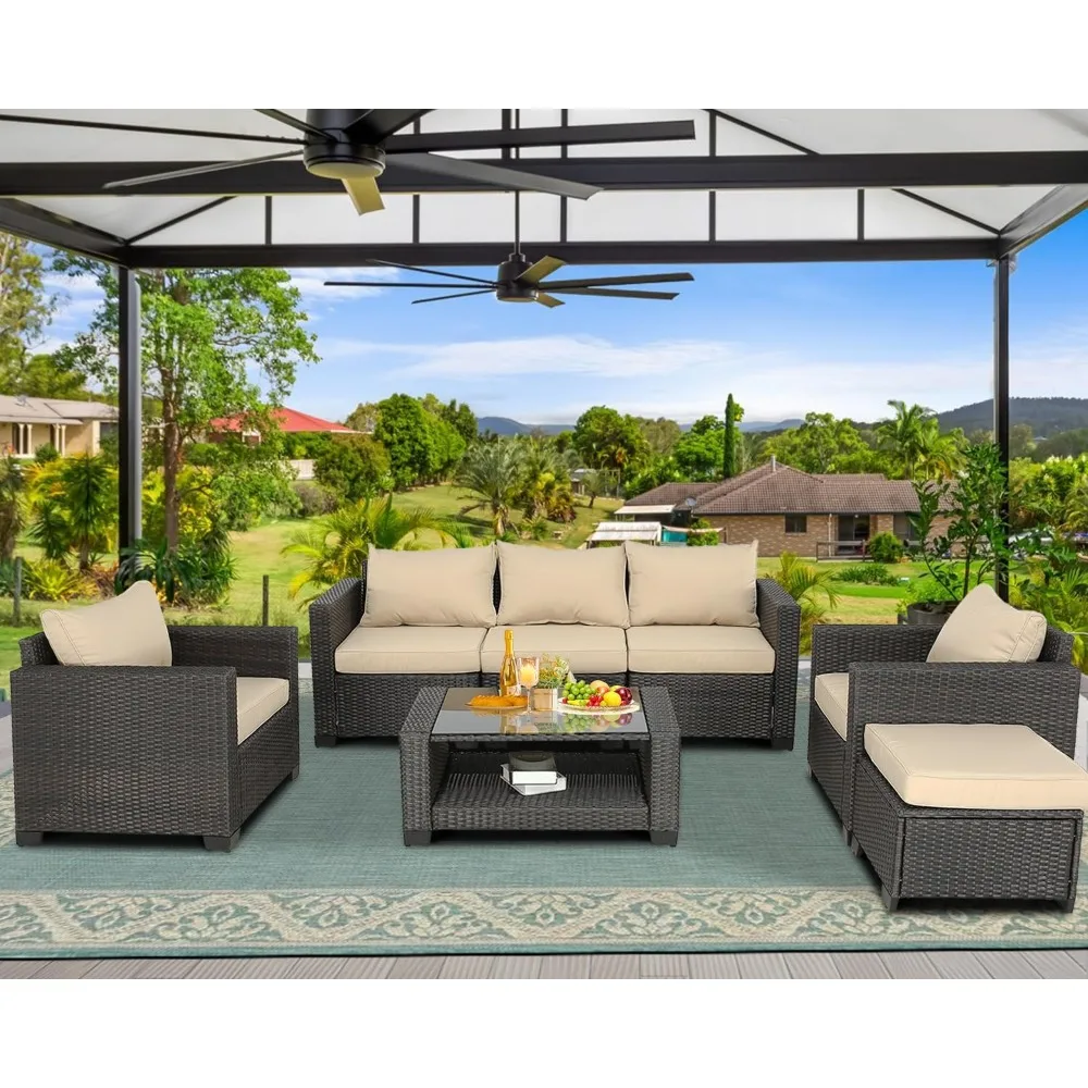 

7 Pieces Patio Furniture Sets , Garden Furniture Outdoor Sectional Sofa for Outdoor Indoor Backyard Lawn Porch Poolside