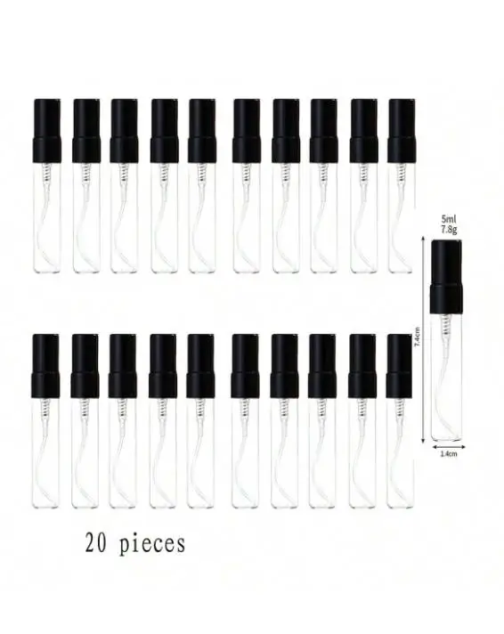 20 Pçs/lote 2/3/5/10ml tampa de metal de alumínio eletroquímico garrafa de vidro mini garrafas de perfume portátil amostra garrafa recarregável