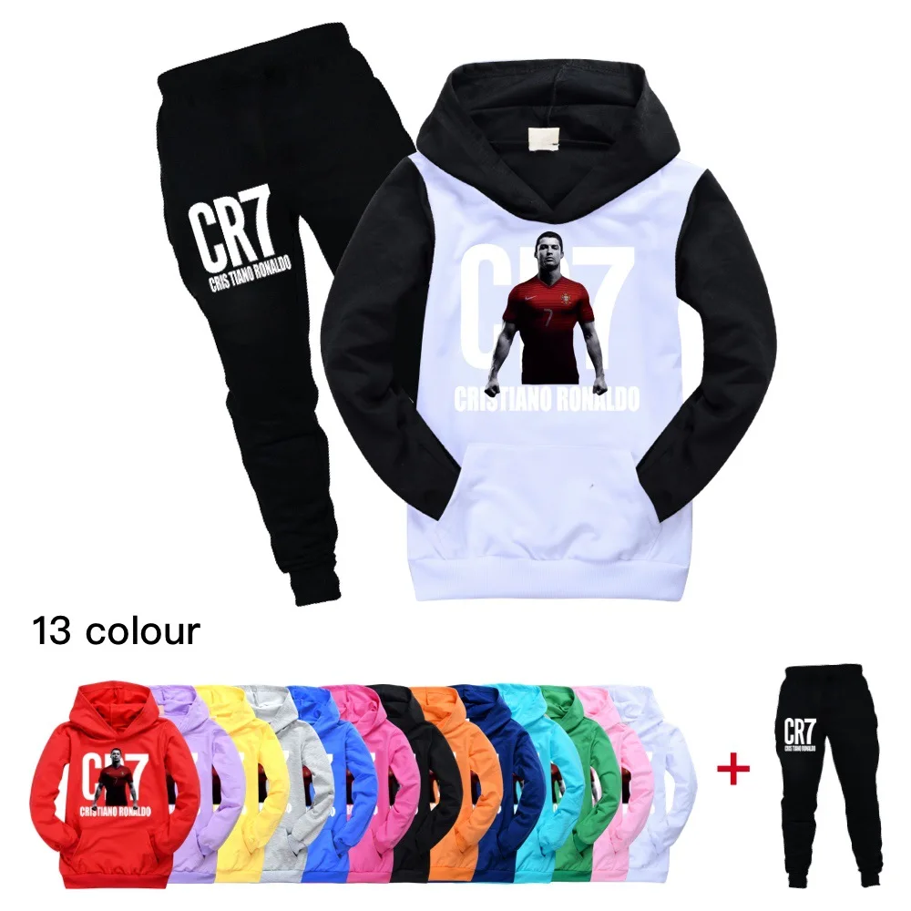 

2024 Ronaldo Hoodie Set Kids Clothes Boys Girls Clothing children's sports suit spring Sweatshirts autumn hoodies pants 2pcs set