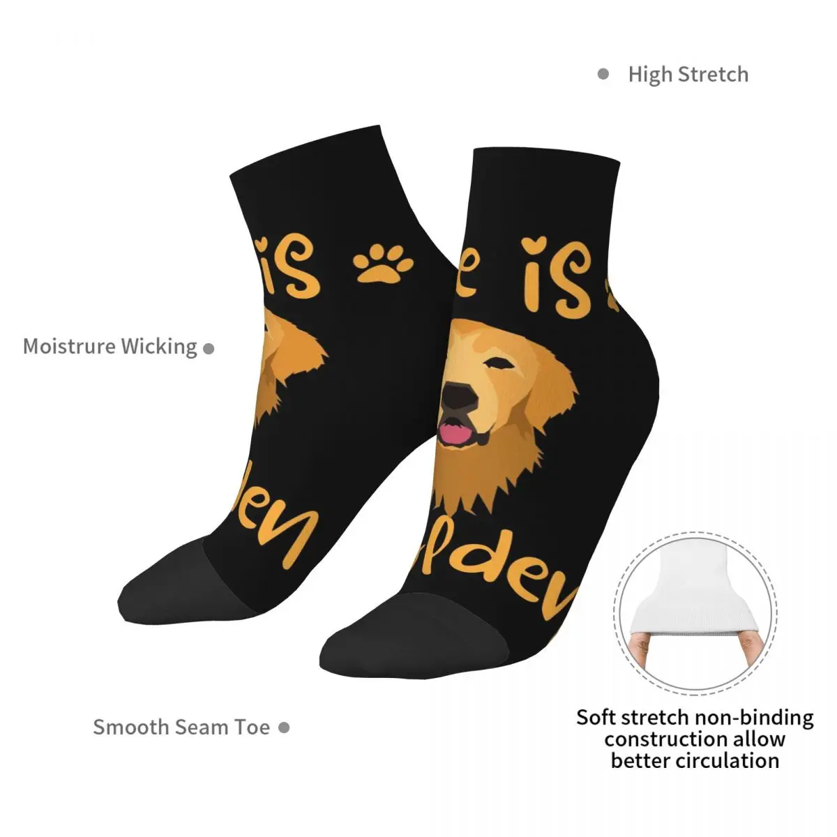 Chaussettes à citation GOLDEN RETRIEVER Harajuku, bas absorbant la sueur, toutes saisons, accessoires pour hommes et femmes, cadeaux