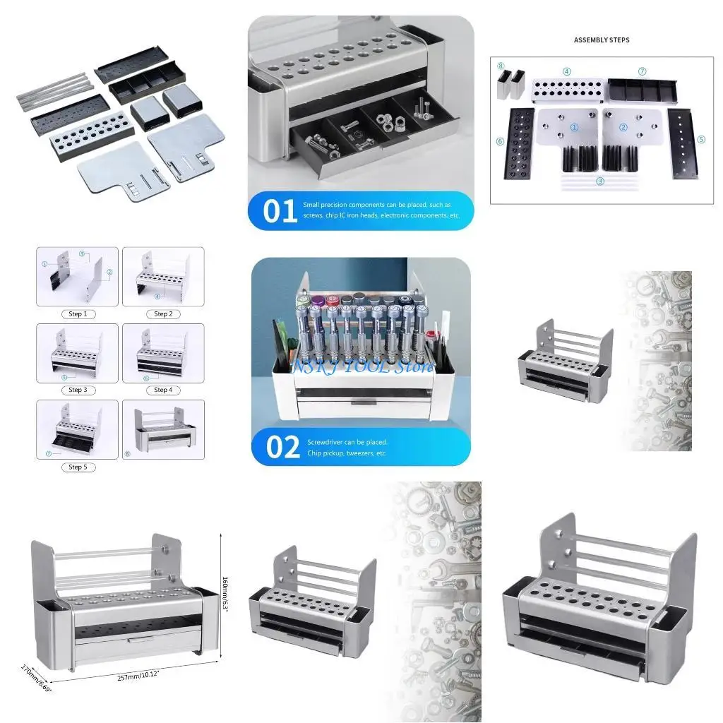 

L8RC High Capacity Easy Maintenance Storage Box Save Space Screwdriver Storage Hole