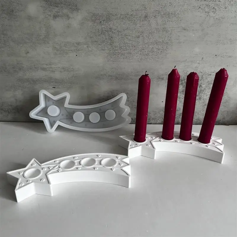 Christmas Meteor Candlestick Silicone Mold Creative Christmas Stars Fall Shape Candle Holder Plaster Home Decoration Making Tool