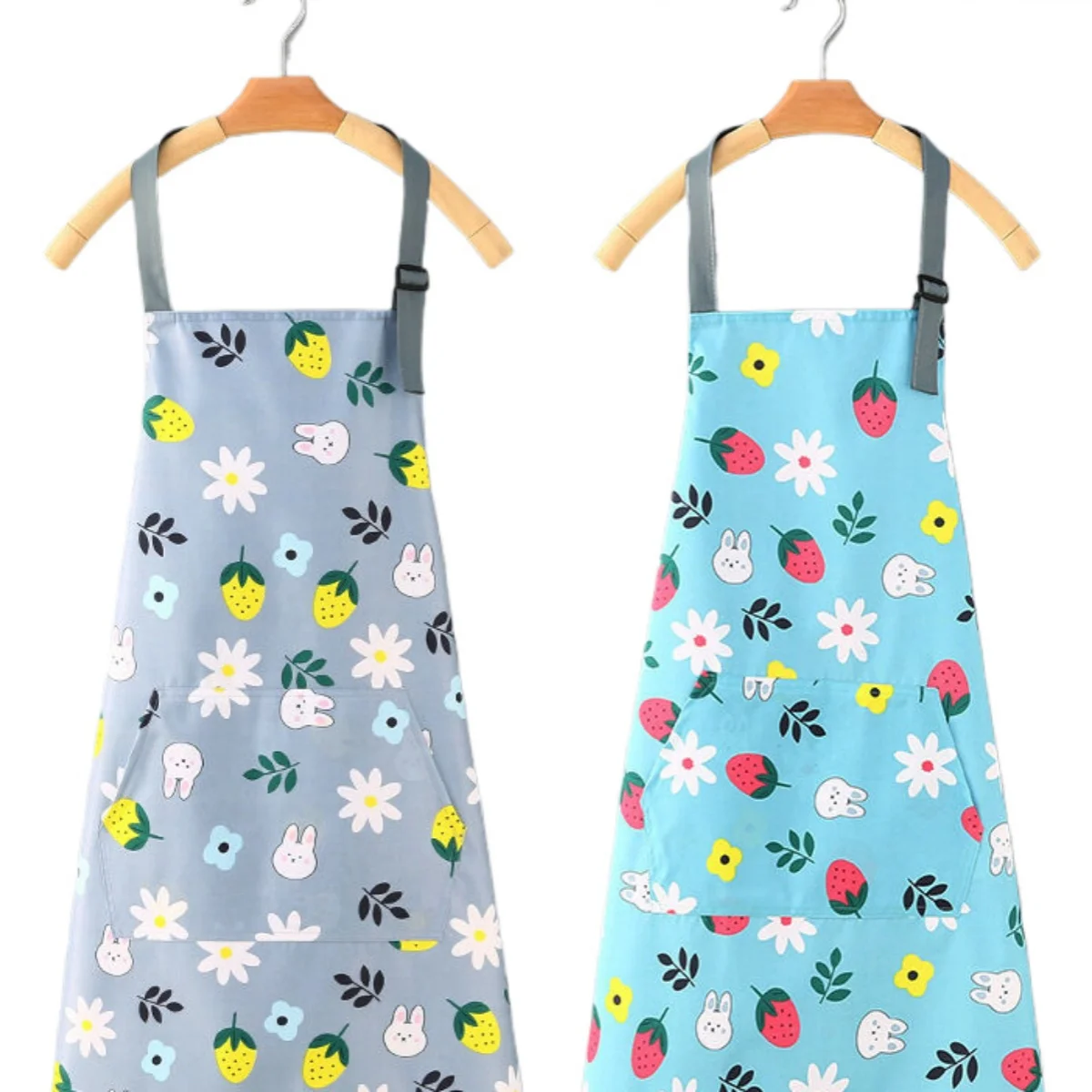 Cute Flower Cat Fruits Kitchen Household Oil-Proof Cooking Apron For Women Men Kitchen Waterproof Adult Coffee Baking Access