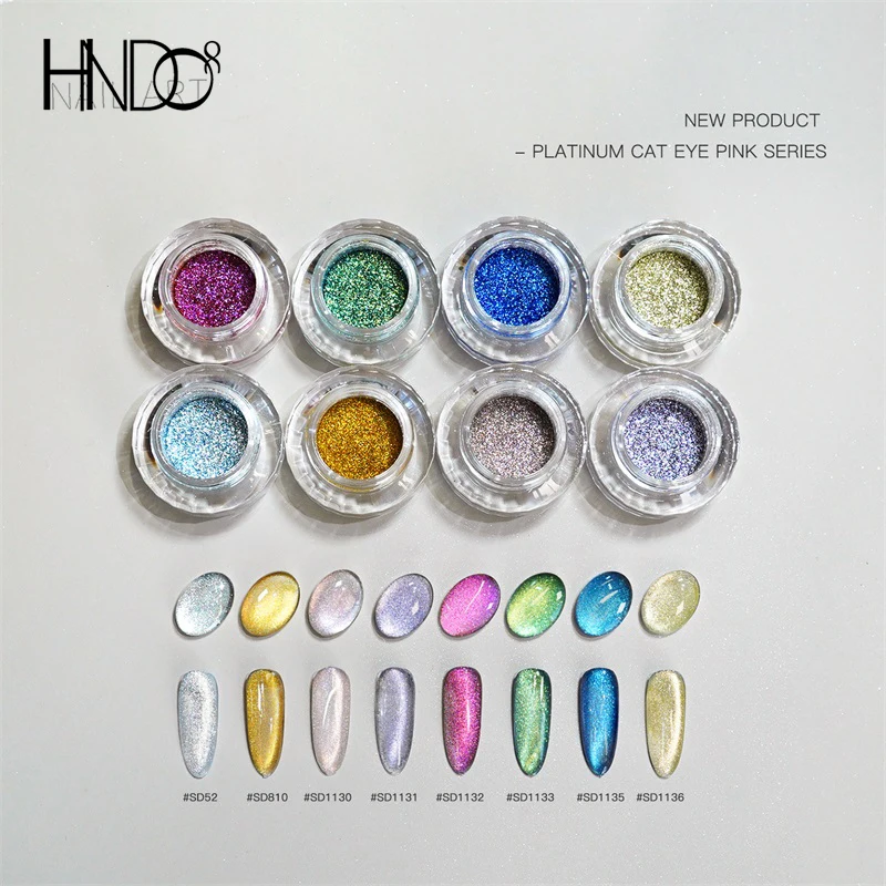 HNDO Novo Pó Magnético Olho de Gato com Partículas Grandes para Esmalte em Gel, Material de Decoração Profissional para Unhas com Glitter e Pigmento