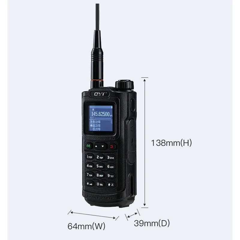 QYT KT-9R Walkie Talkie de alta potência com correspondência automática de frequência tipo C Recepção de rádio AM portátil