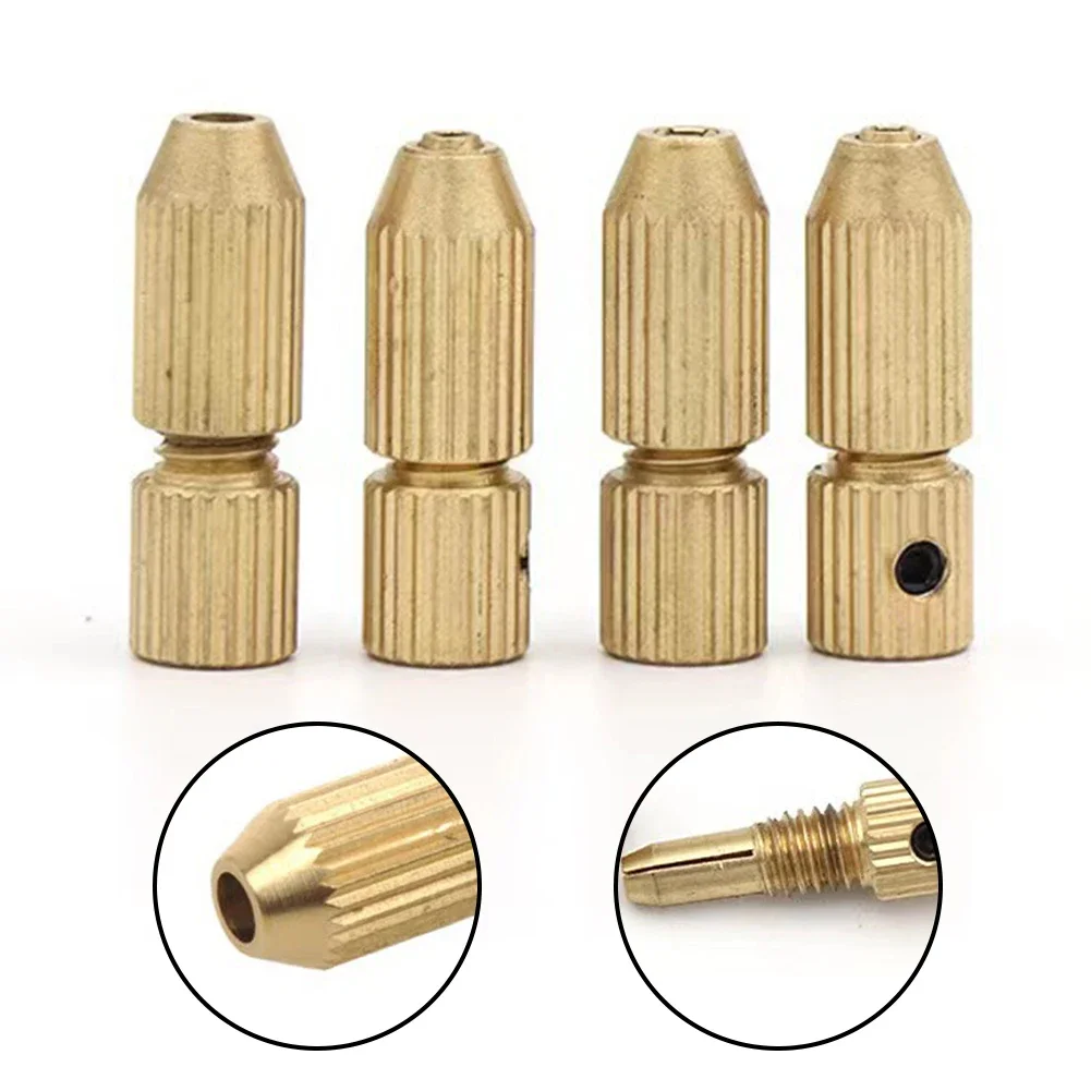 2pcs Mini Drill Chuck Collet Set 2.0mm Shaft Hole Brass Electric Motor Shaft Clamp Small Collet Adapter Fixture Drill Chuck