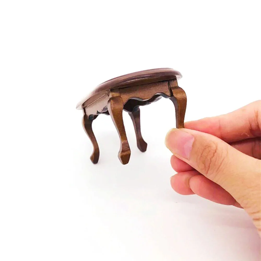 1/12 Dollhouse Miniature Wooden End table Mini Furniture Tea Table Toys for Doll House Accessories Decoration ob11