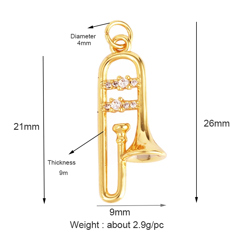 Cute Musical Note Zircon Charm Pendant,Minimalism Brass 18K Gold Plated Silver Jewelry Findings Handmade Necklace Supplies M33