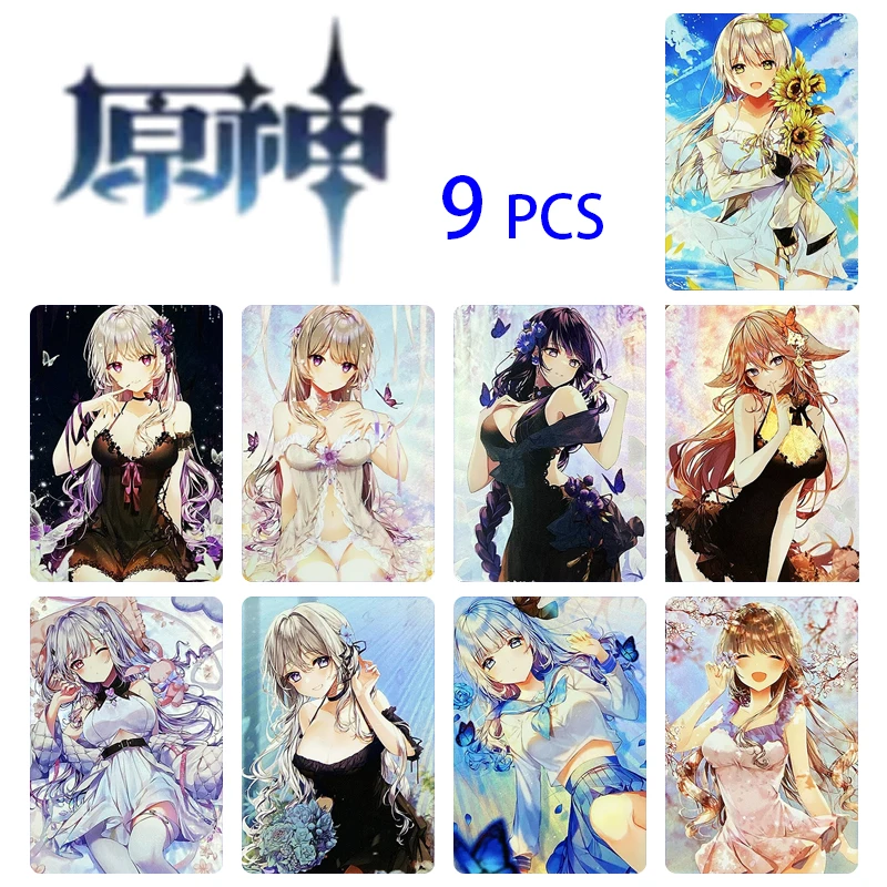 

9pcs/set Genshin Impact Bronzing collection card Kids toys Homemade Yae Miko Anime characters Board game card Christmas gift