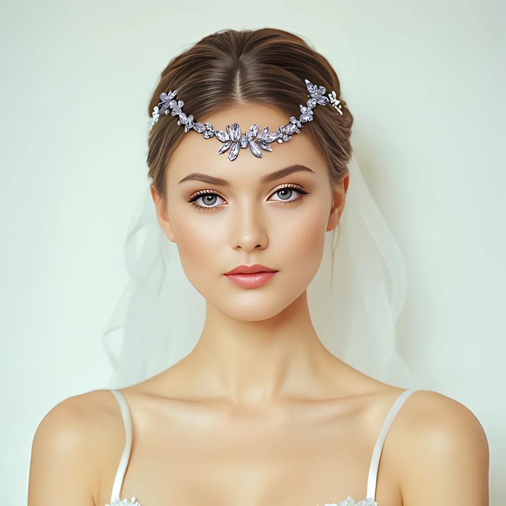 

Sparkling Rhinestone Bridal Forehead Tiara with Comb Design Elegant Wedding Hair Accessory for the Bride Rhinestone Women HP564