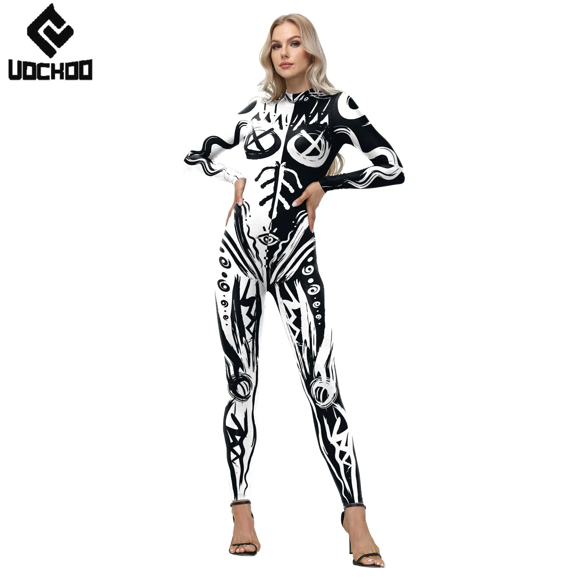 

Horrible Skeleton Jumpsuit Halloween Cosplay Costume Anime Gothic Zentai Adult Couple Bodysuits Festival Carnival Party Outfit