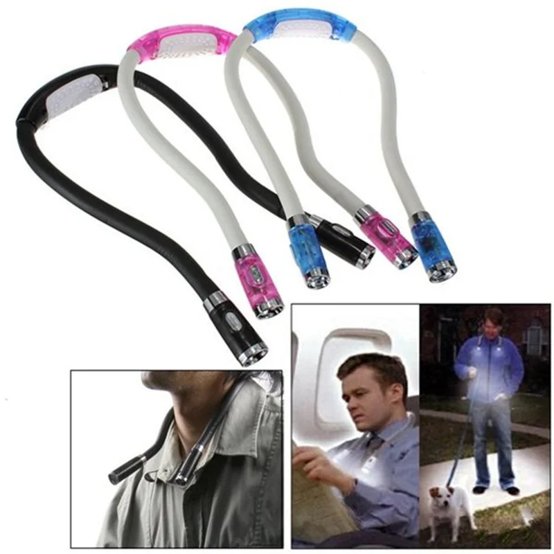 

LED Neck Reading Light Novelty Flexible Handsfree Book Light Hanling Read Lamp Portable Reading Book Lighting Use 2*AAA