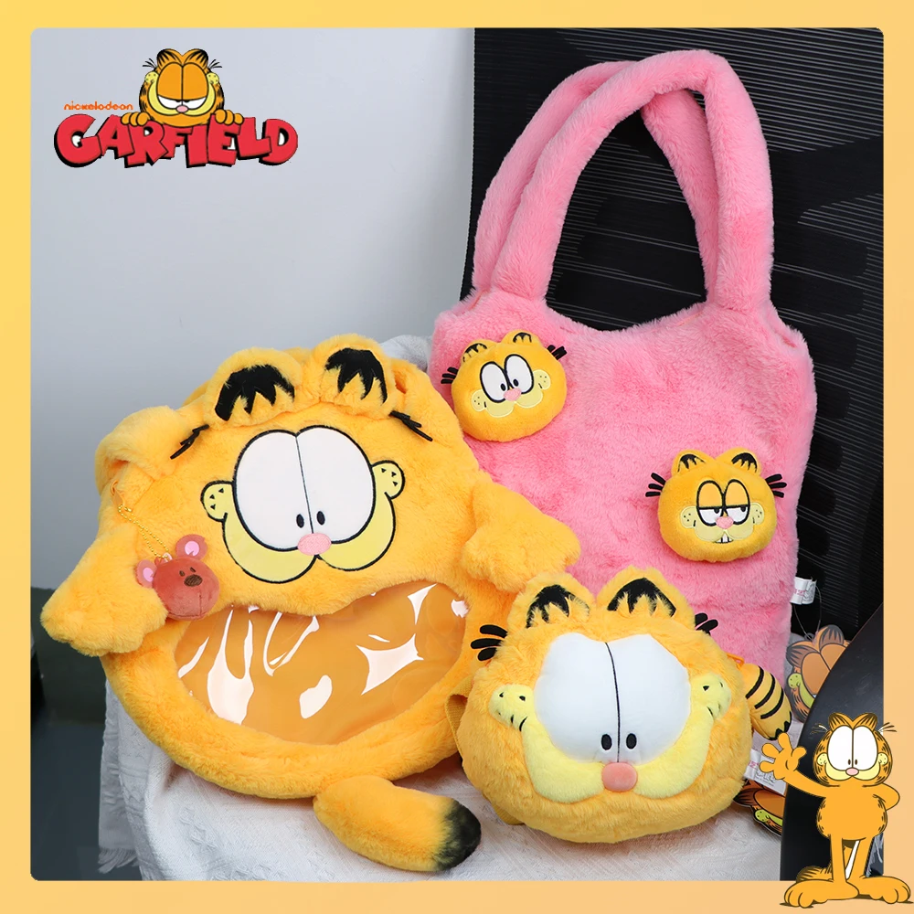 Original Anime Garfield Plush Toy Doll Creative Shoulder Bag Kawaii Earphone Storage Bag for Girls Boys Halloween Birthday Gift