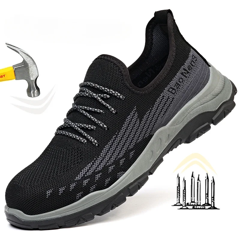 Men Lightweight Indestructible Work Sneakers Security Steel Toe Shoes Safety Protective Boots