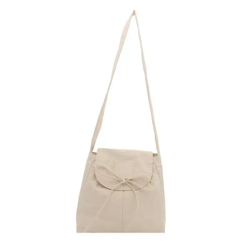 Koreanischer Stil Klapp-Nylon-Schultertasche mit Schleife, Große Kapazität Messenger-Tasche, Leichte Weiche Nylon-Tasche, Tragetasche mit Reißverschluss – Detail 5