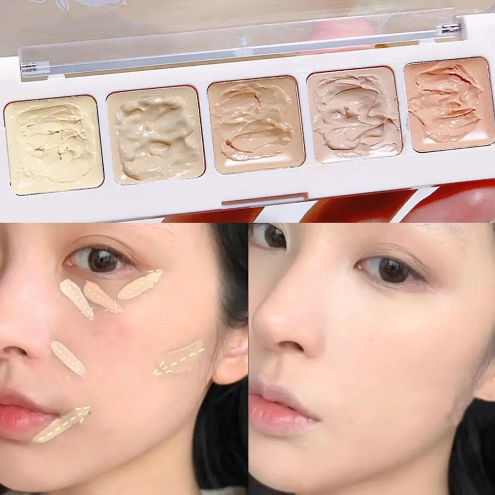 5 Colors Corrector Palette Color Correcting Concealer Conceals Blemishes Palett Highlighter Circles Contouring Dark Face X7O1