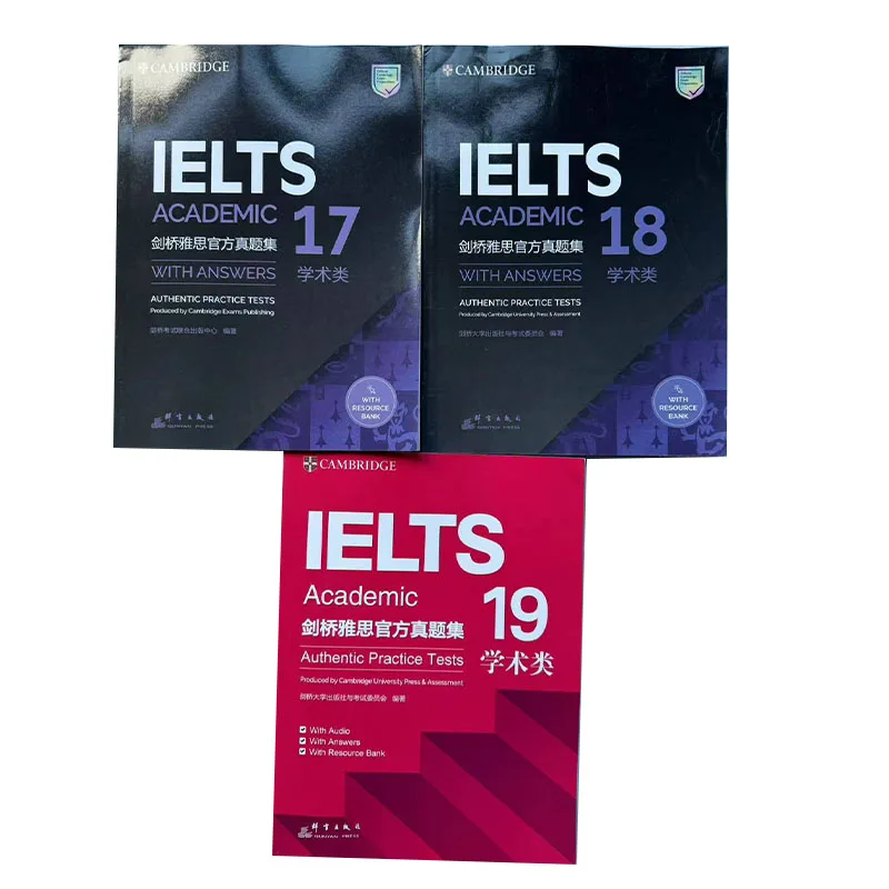 3Book/set Cambridge English IELTS17-19  Academic Speaking Listening Reading Writing Study Book Workbook Authentic Practice Tests