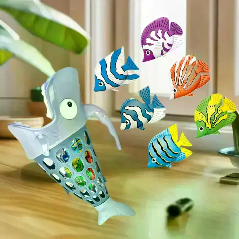 ชุดของเล่นอาบน้ำ 6-in-1 ที่น่าตื่นเต้น: เกมฉลามกินปลาเพื่อประสบการณ์ปาร์ตี้วันหยุดที่สนุกสนานในวันฮาโลวีนและคริสต์มาส