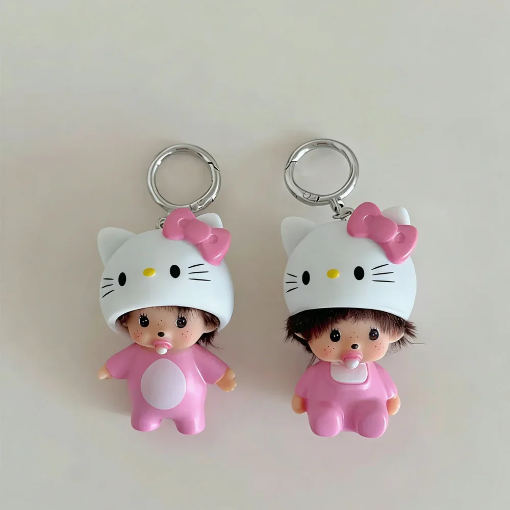 Cartoon Monchhichi Kitty Kuromi Schlüsselanhänger Niedlicher Mädchenhafter Anhänger Langlebiger Kunststoff Studenten-Taschenanhänger Geschenk Auto-Dekoration – Detail 15