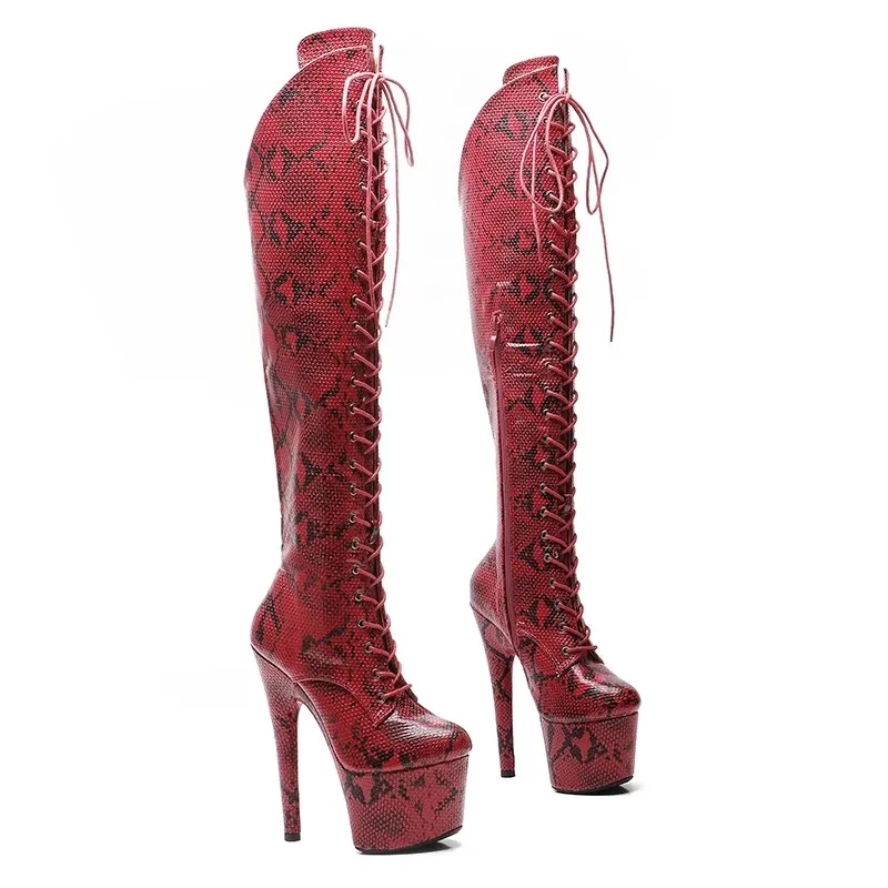 

Auman Ale New 17CM/7inches PU Upper Sexy Exotic High Heel Platform Party Women Boots Pole Dance Shoes 067