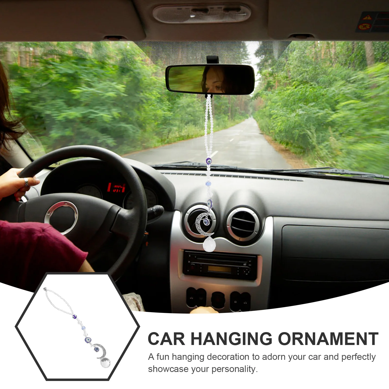 

Evil Eye Charm Car Rear View Mirror Pendant Durable Beautiful Appearance Easy Installation Multi Functional Use Hanging Decor