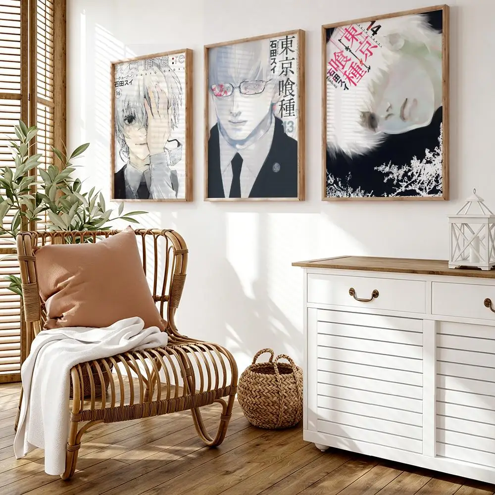 Anime T-Tokyo Ghoul Poster Wall Stickers HD Painting Self Adhesive Art Decals for Bedroom Living Room Home Decor