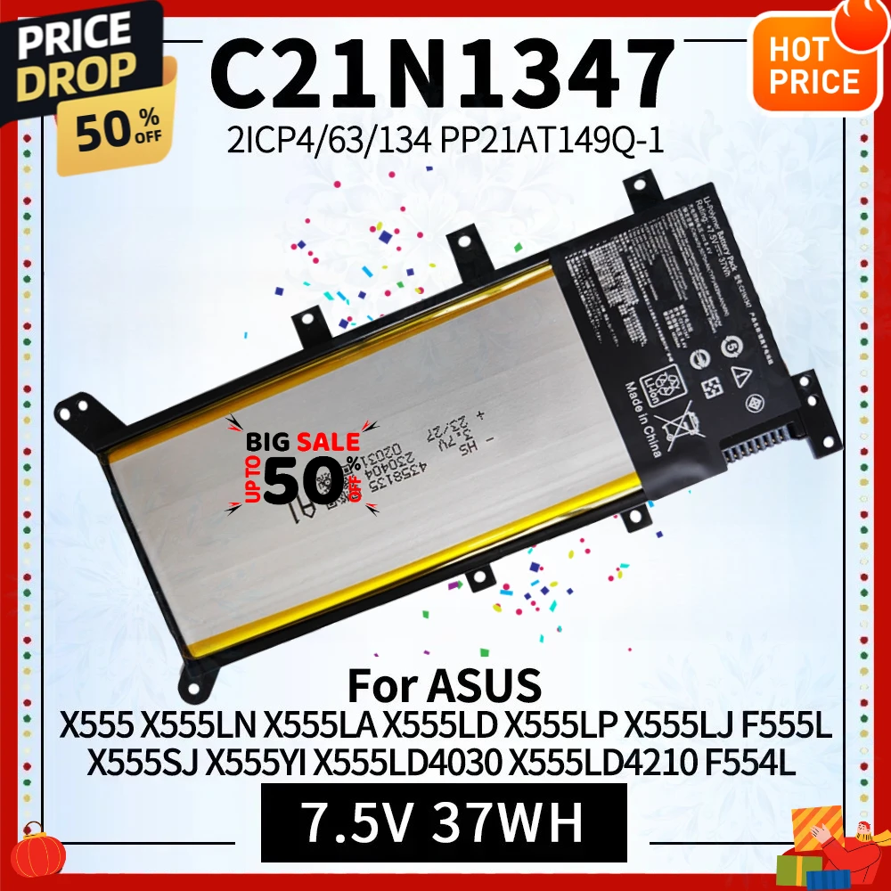 New C21N1347 Laptop Battery for Asus X555 X555LA X555LN X555LD A555L K555L Y583LD W519LD K555LA K555LD R556L VM590L 2ICP4/63/134