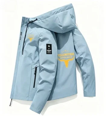 1 Men's Casual Printed Jacket from Dutton Ranch in Yellowstone National Park with Pockets and Hooded Design Stylish Jacket