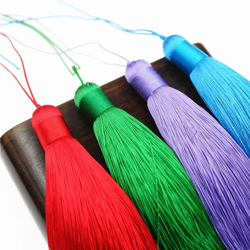 2Pcs 12CM Polyester Tassels with Hanging Ring Silk Sewing Bang Tassel Trim Decorative Key Tassels for Pendant Home Deco