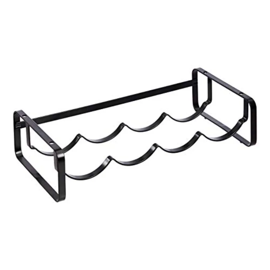 

Tabletop Stackable 4-Bottle Metal Wine Rack, Wine Storage, Space Saving, No Assembly Required, 3.74"D x 15.75"W x 7.87"H, Black