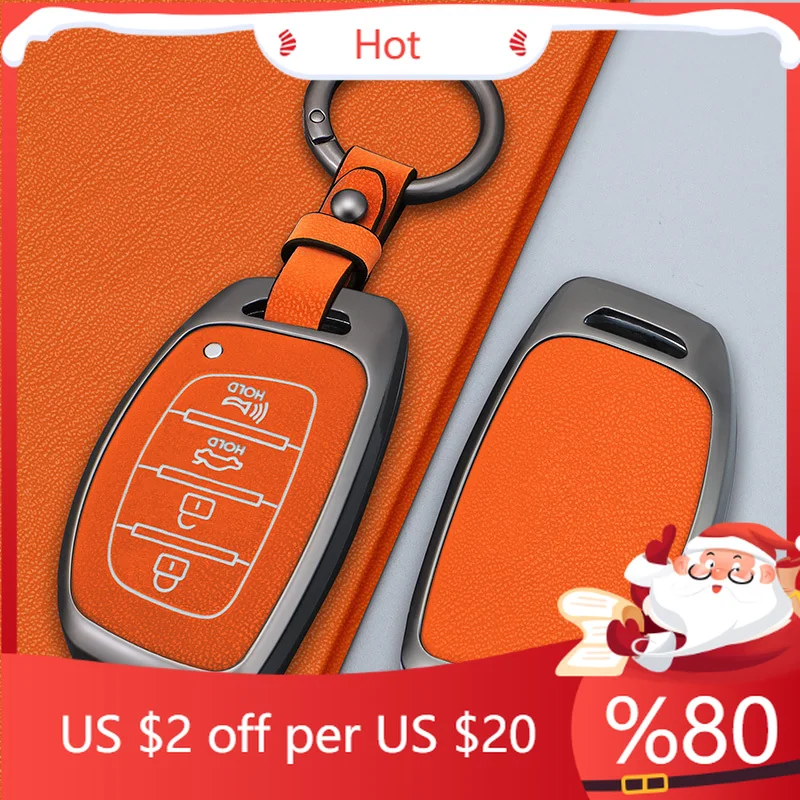 

Горячий кожаный чехол для ключей из цинкового сплава, держатель для ключей для Hyundai Tucson Santa Fe Rena Sonata Elantra Creta Ix3, внутренние наклейки