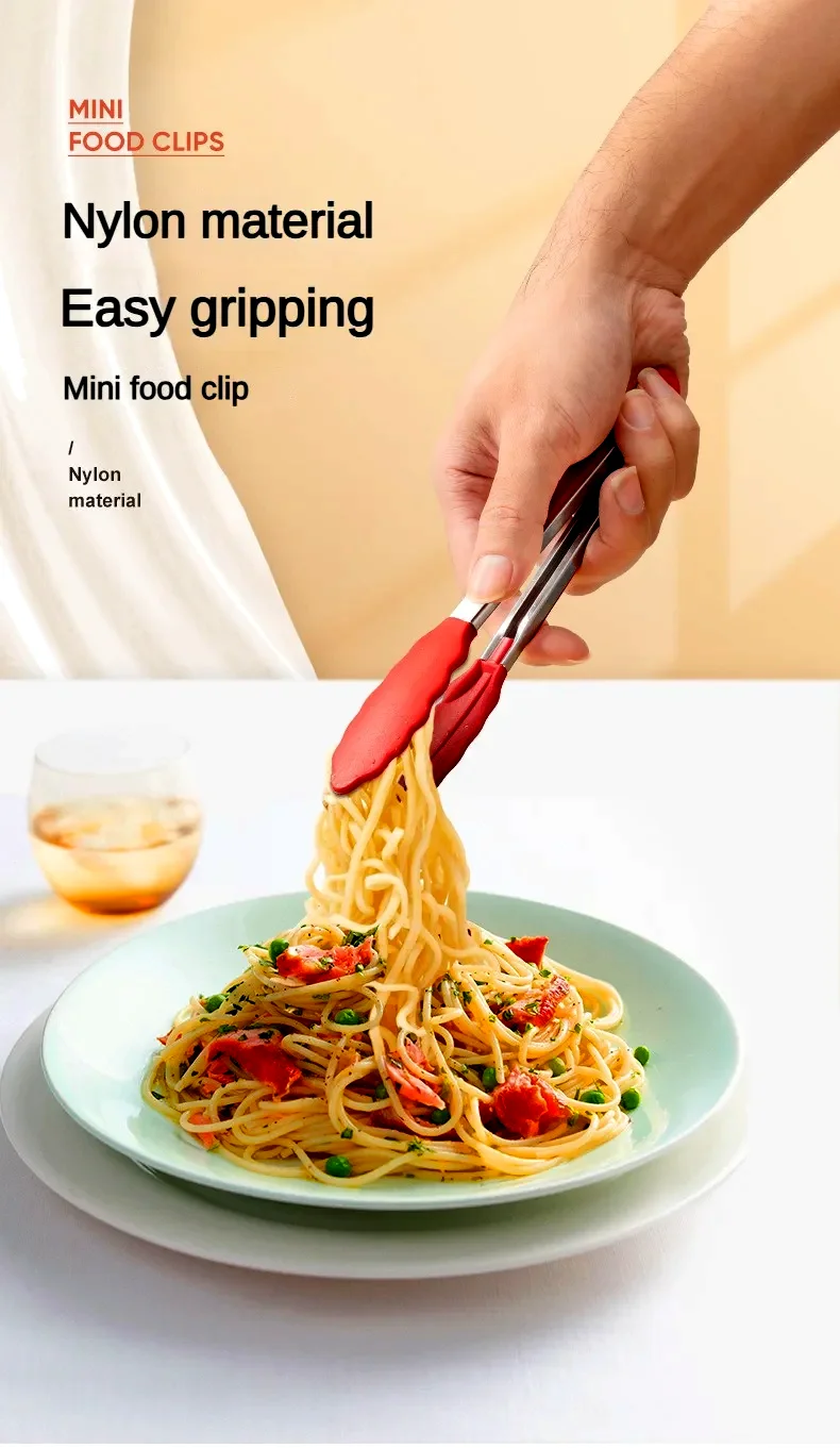 Anti Slip Kochen Servierzange Edelstahl Lebensmittel Clip Brot Salat Tong Hitzebeständige Grill Clips Küche Kochen Werkzeug – Detail 9