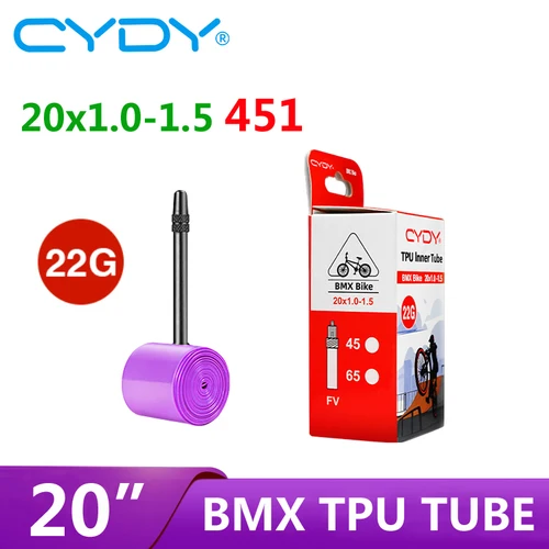 Imagen 2 del producto 22g CYDY TPU cámara de tubo interior de bicicleta 20 ""451 20x1,0 1-1/8 1-1/4 1,25 1,35 1-3/8 1,5 longitud de válvula 45/65mm BMX neumático de bicicleta