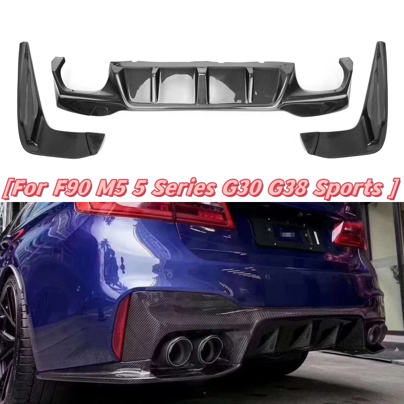 

For BMW 5 Series F90 M5 G30 2017- 2020 Dry Carbon Fiber Rear Diffuser Splitters Spoiler 3D Style Back Bumper Fender Guard Plate