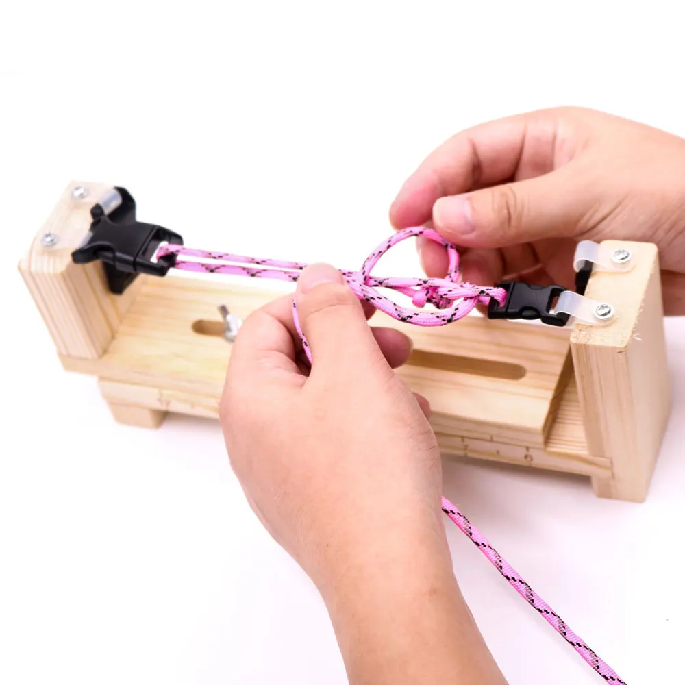 Primary Color Solid Wood Umbrella Rope Bracelet Braided Wooden Frame DIY Hand Tools