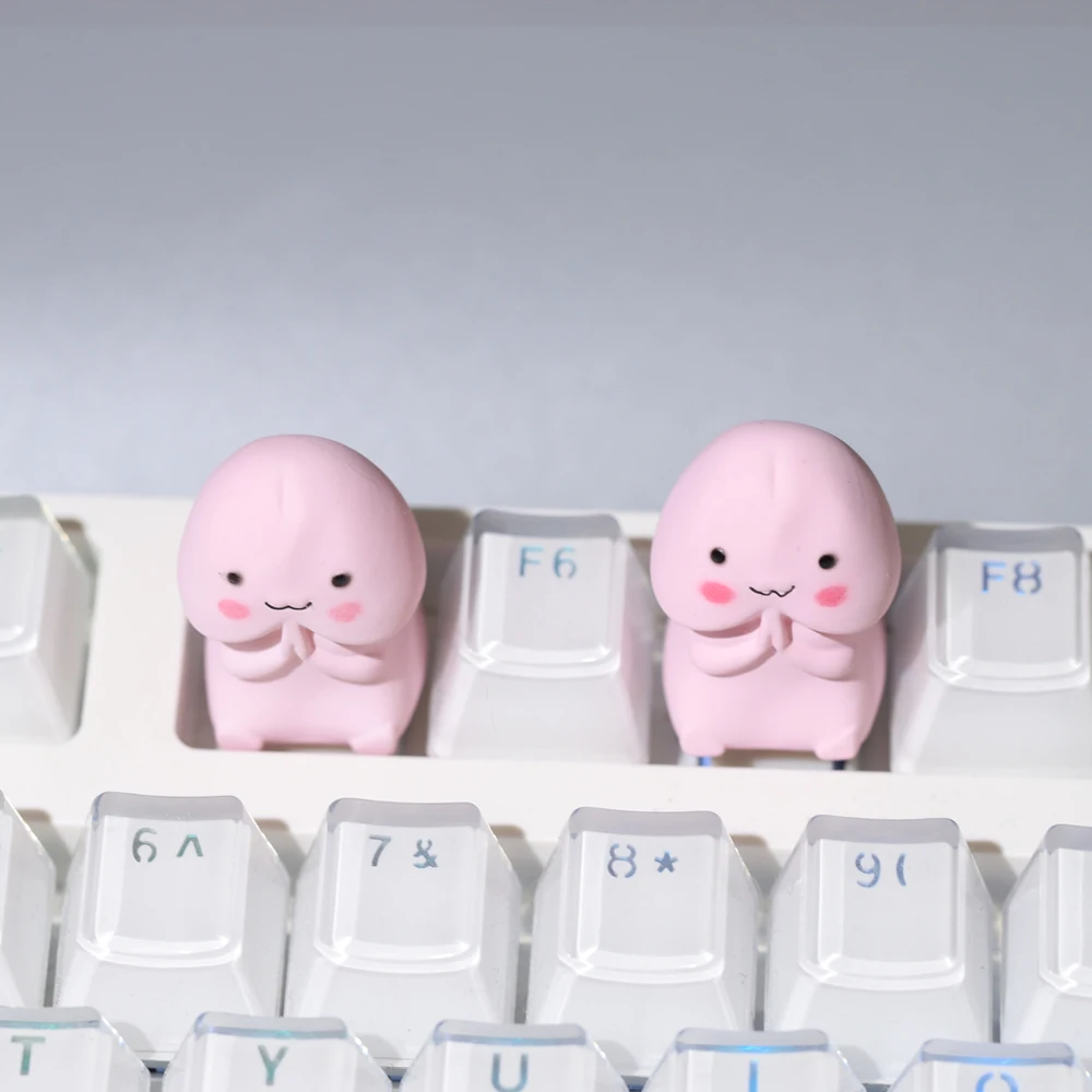 Teclado mecânico Keycaps substituição parte, engraçado personalidade dos desenhos animados, Tintim rosa, criatividade estéreo, paródia, 1pc