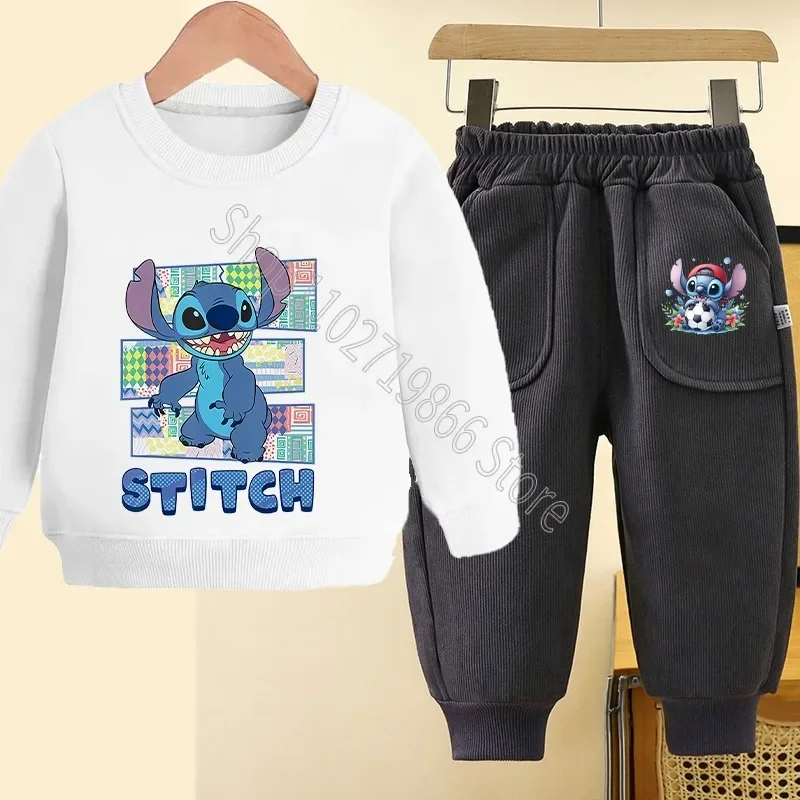 Ensemble de vêtements et pantalons Disney CAN o & Stitch pour garçons et filles, impression graphique Anime, sourire PVD, fjWarm, confortable, cadeaux pour enfants