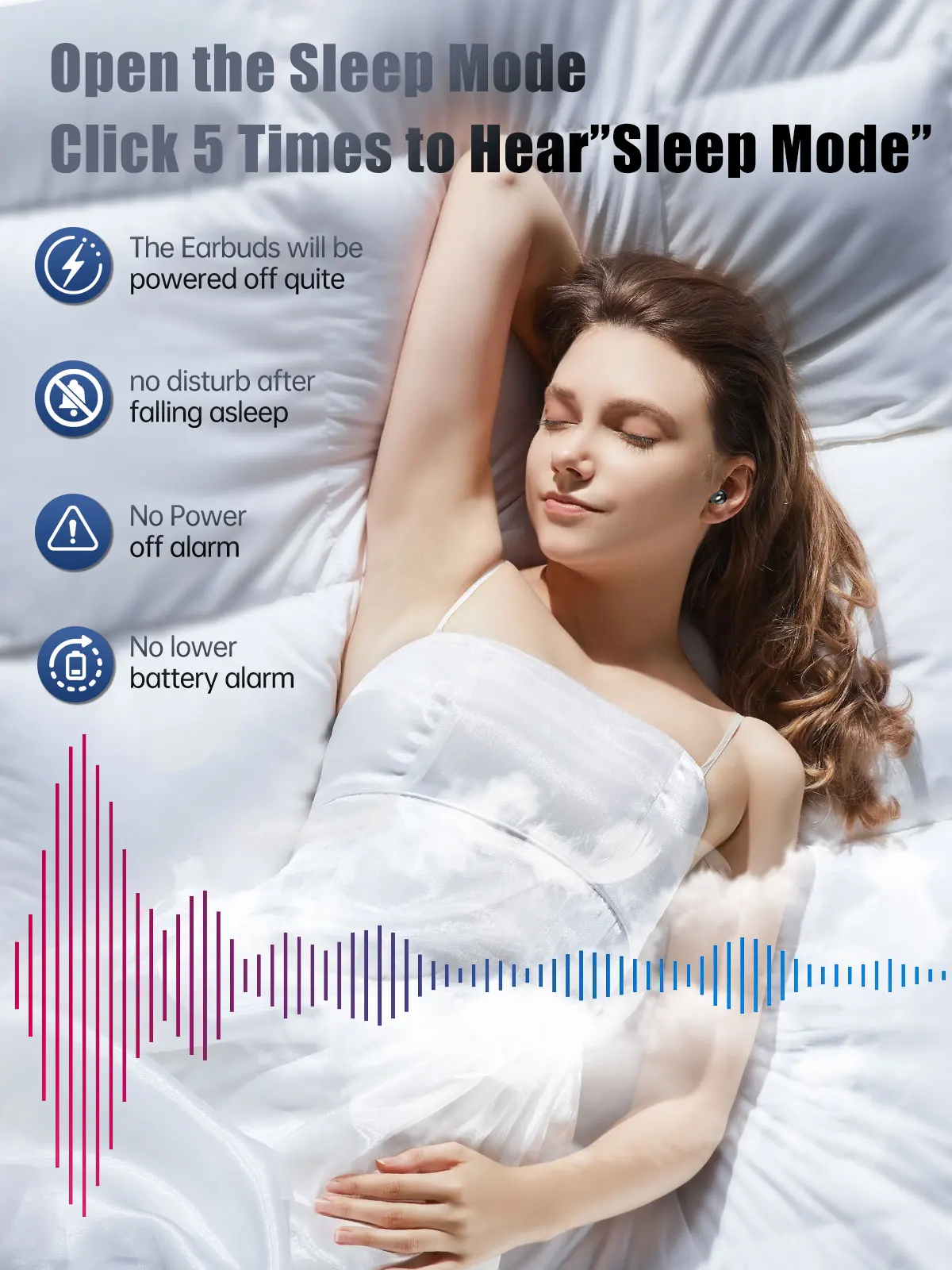 سماعات بلوتوث لاسلكية سماعات النوم للنوم من أجل النائمون الجانبية سماعات أذن صغيرة غير مرئية BT 5.4 سماعات رياضية مع ميكروفونات شفافة عالية الدقة